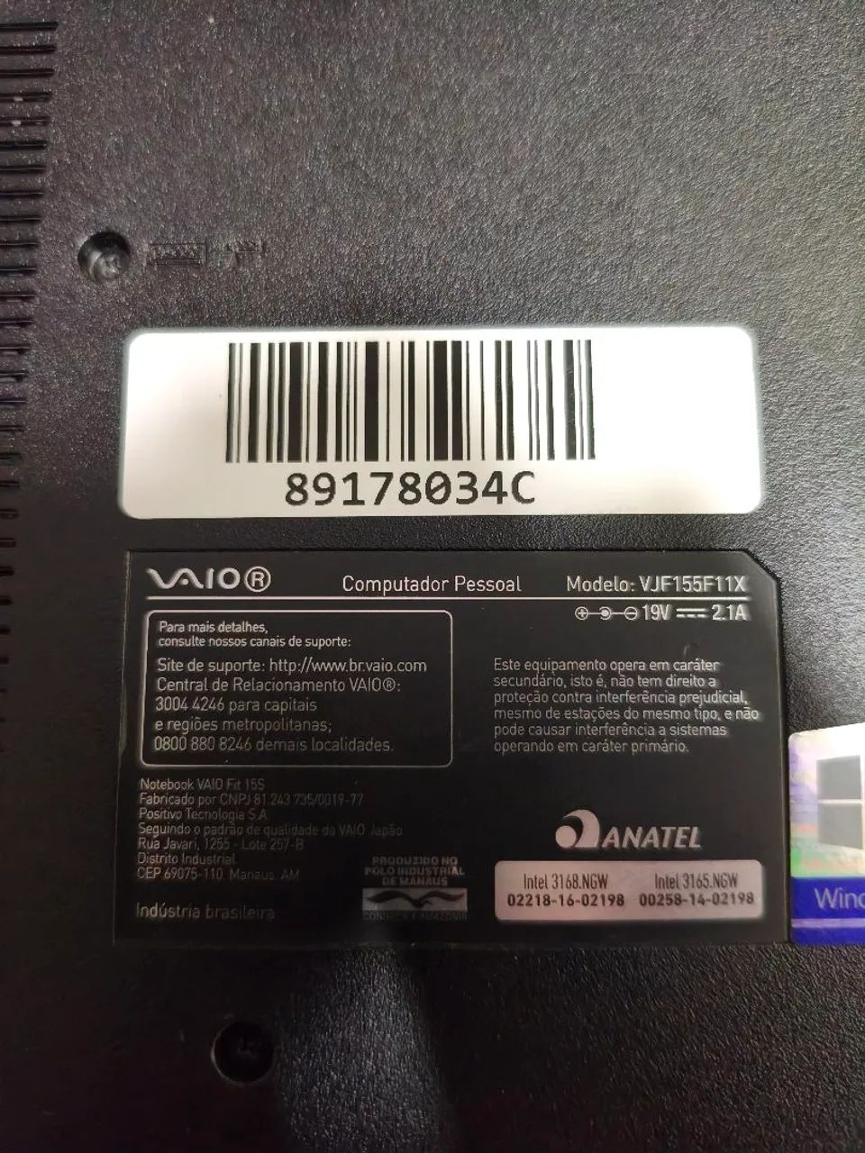 Notebook VAIO Fit 15S VJF155F11X - Com Defeito - Para Retirada de Peças - Foto 4