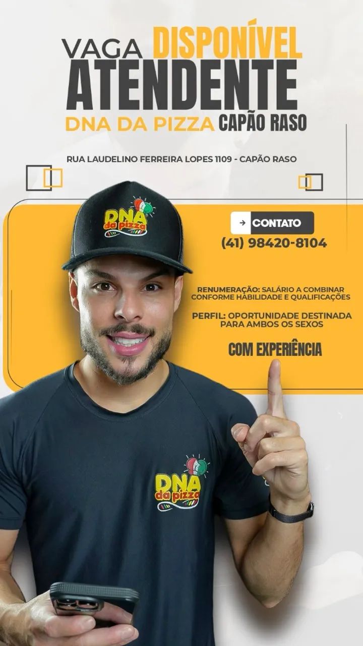 Atendente pizzaria Capão raso