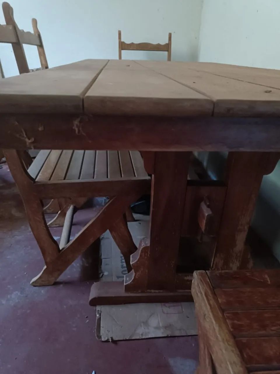 Mesa de jantar em mogno maciço - 6 cadeiras - Foto 2
