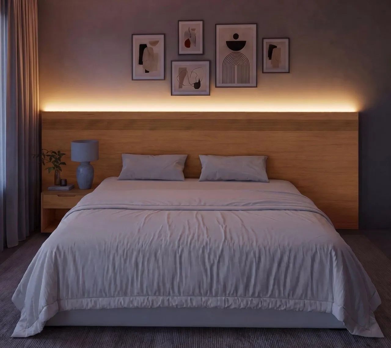 Cabeceira de Cama com LED + 2 Mesas de Cabeceira - NOVA, SEM USO! - Foto 5