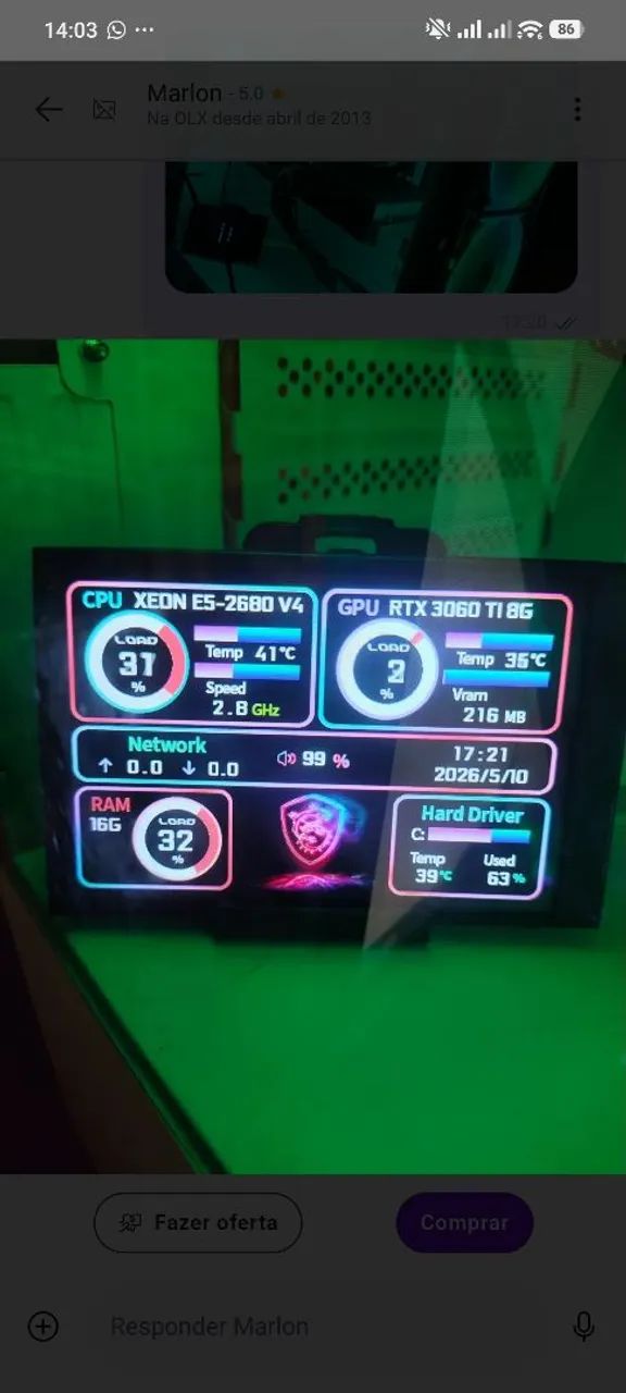 Vendo CPU gamer completa com rtx 3060ti - Foto 2