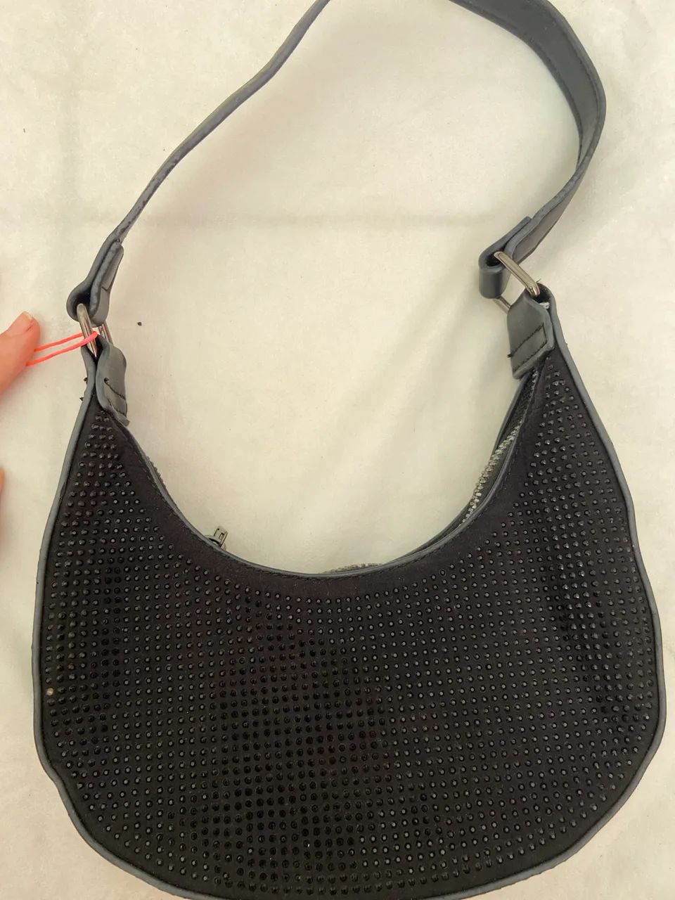 Bolsa preta de strass