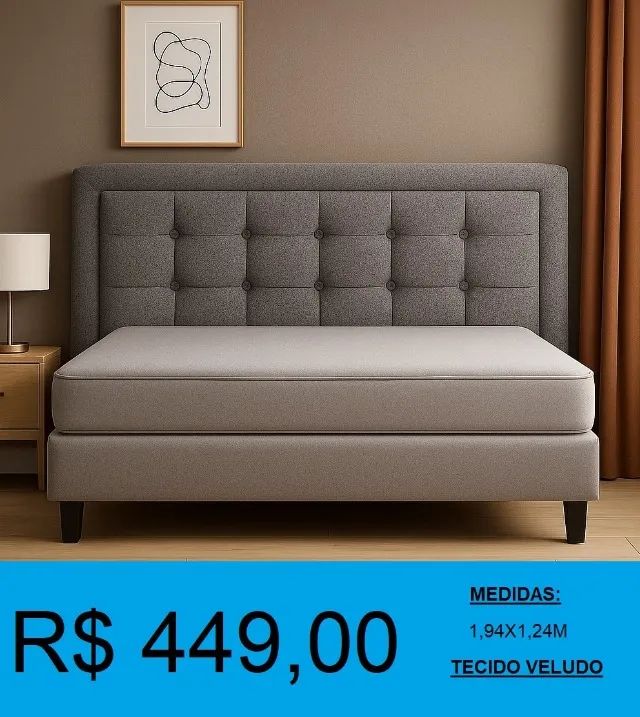Cabeceira king veludo cinza - compre hoje e receba amanhã 
