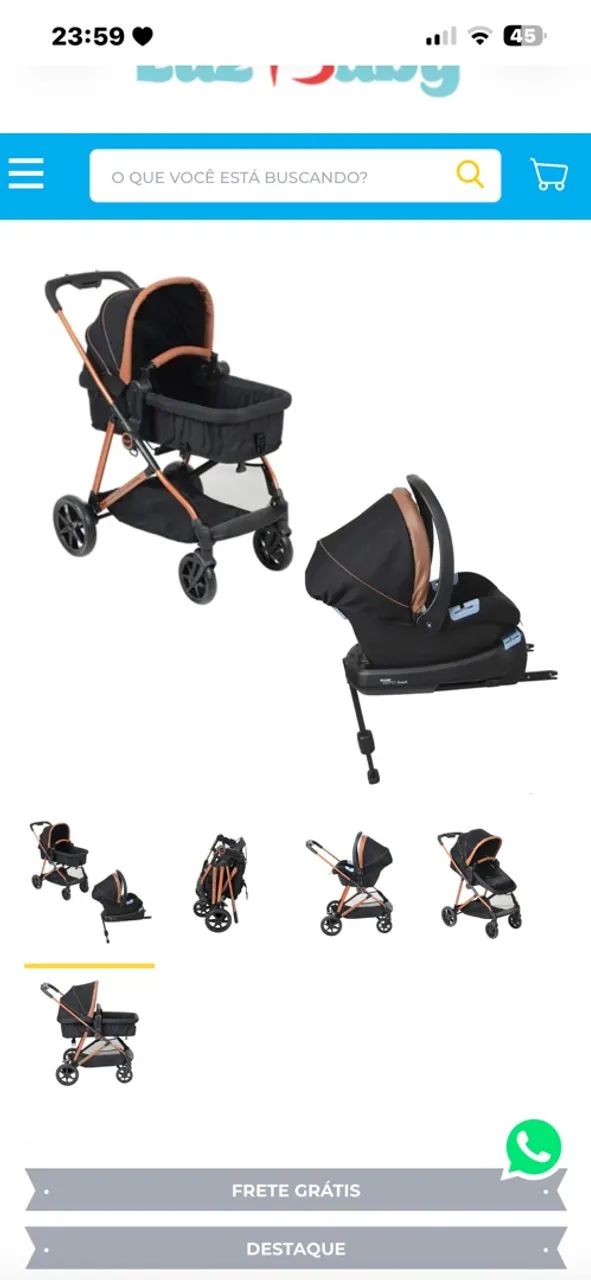Vendo carrinho de bebê com Moisés e bebê conforto 