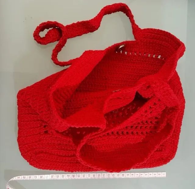 Bolsa vermelha em crochê - Foto 2