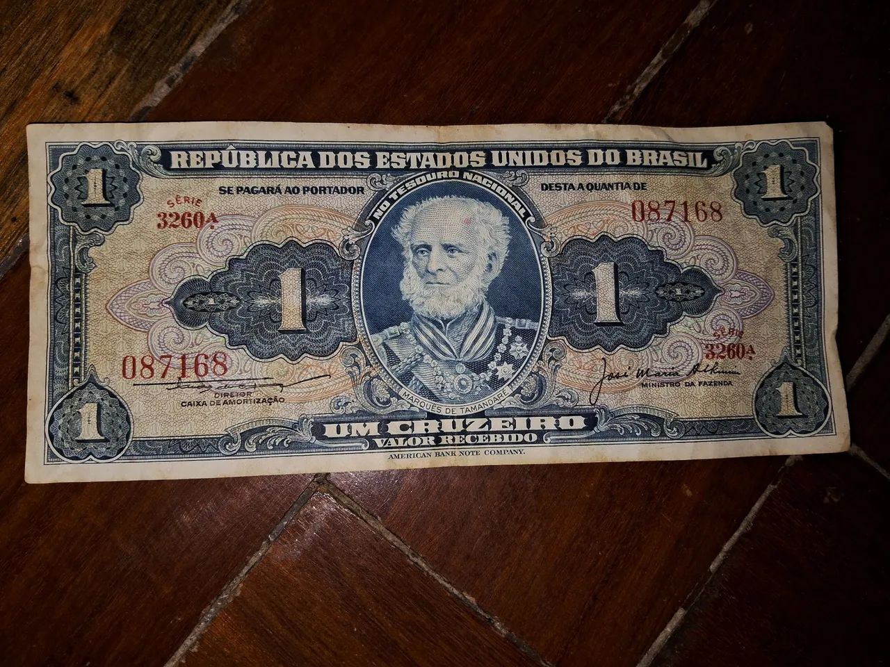 Cédula Usada de 1 Cruzeiro do Marquês de Tamandaré 