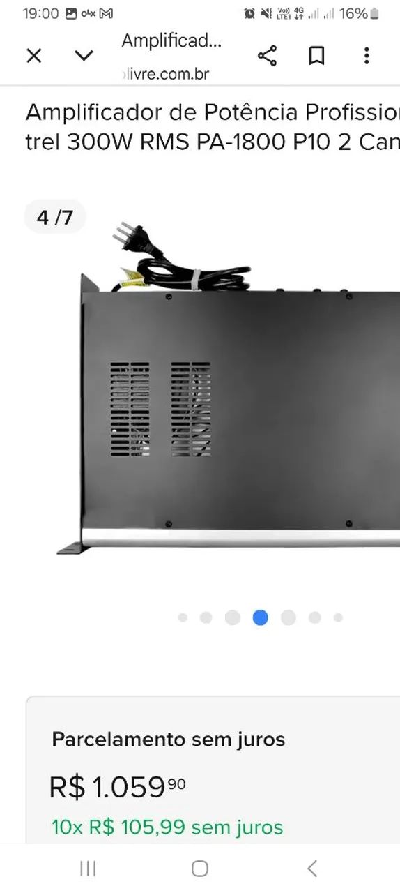 Amplificador  Datrel 1800 de potência - Foto 4
