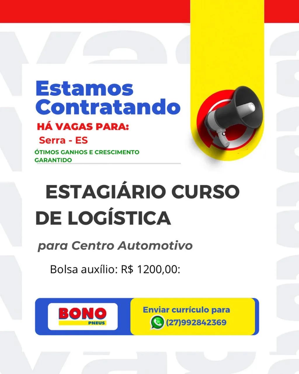? VAGA DE ESTÁGIO - LOGÍSTICA