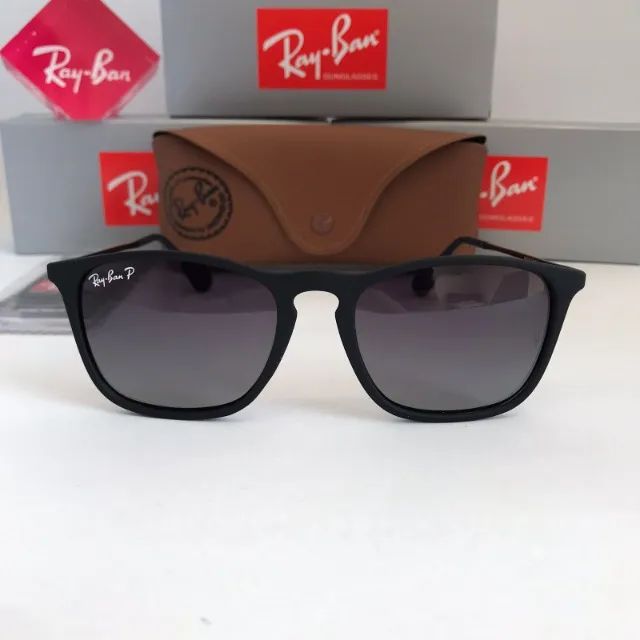 oculos de sol ray ban chris black lentes polarizadas