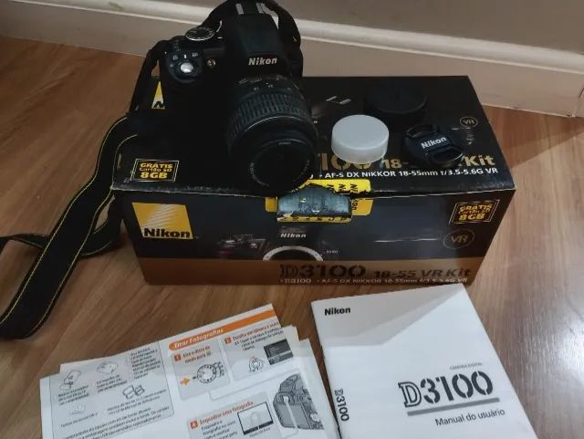 Kit camera Nikon D3100 Kit de zoom 18-55mm caixa manual completo