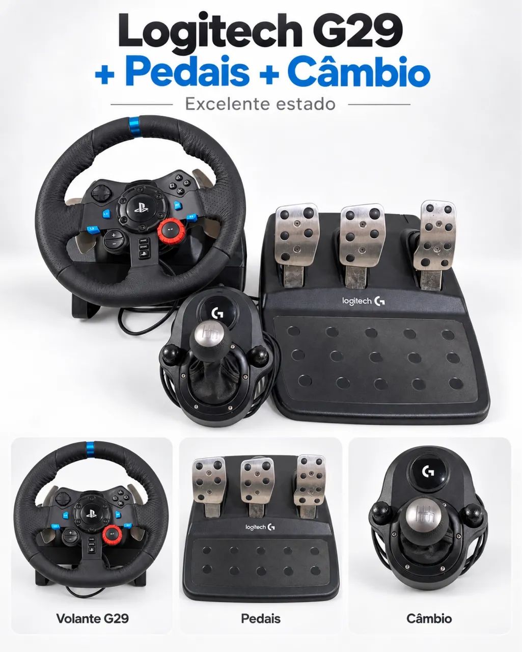 Volante logitech G29 + pedais + Câmbio