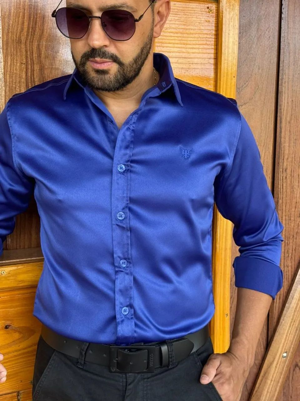 Camisas Acetinada Slim - Foto 5