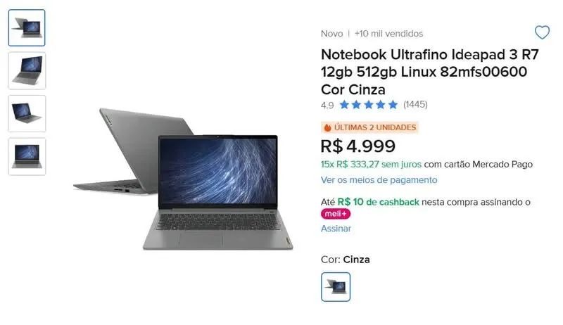 Notebook Lenovo Ryzen 7 IdeadPad 3 - Foto 4