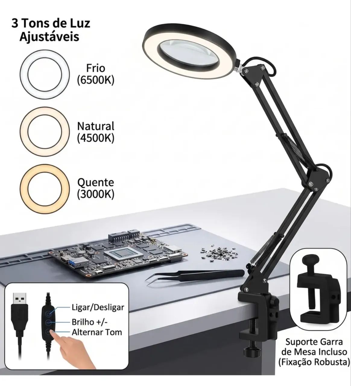Luminária com lupa 