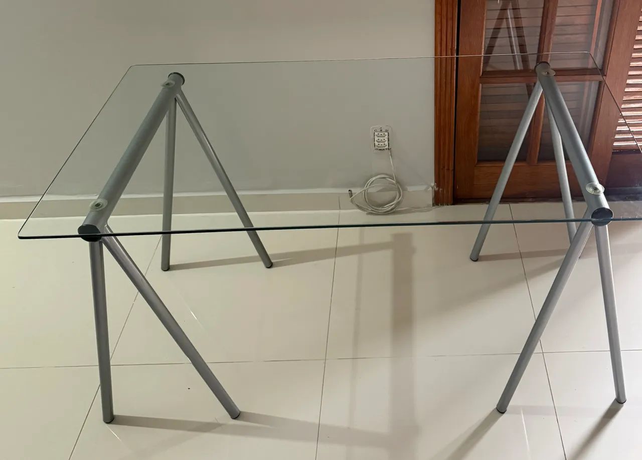 Mesa escritório vidro e metal - Foto 3