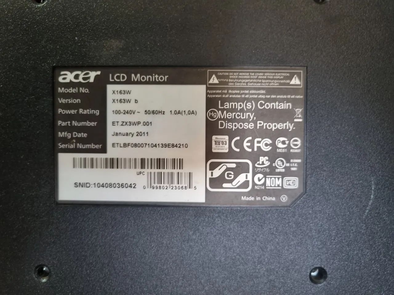 Monitor ACER X163W 15 POLEGADAS  - Foto 3