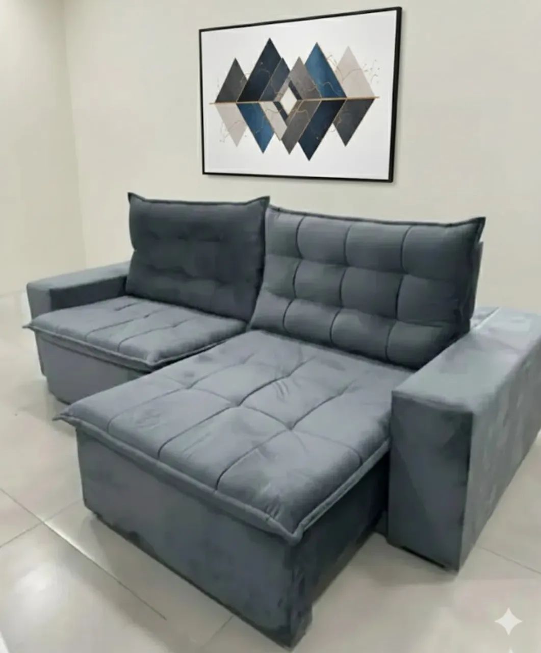 Sofá estofado retratil e reclinavel supremo cinza 