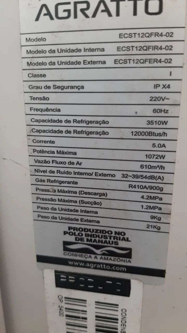 AR CONDICIONADO AGRATTO - Foto 2