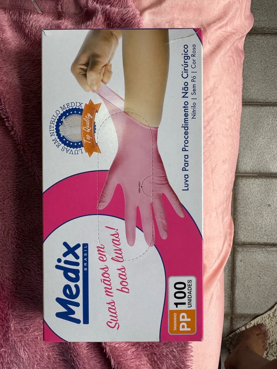 Caixa de luva rosa PP