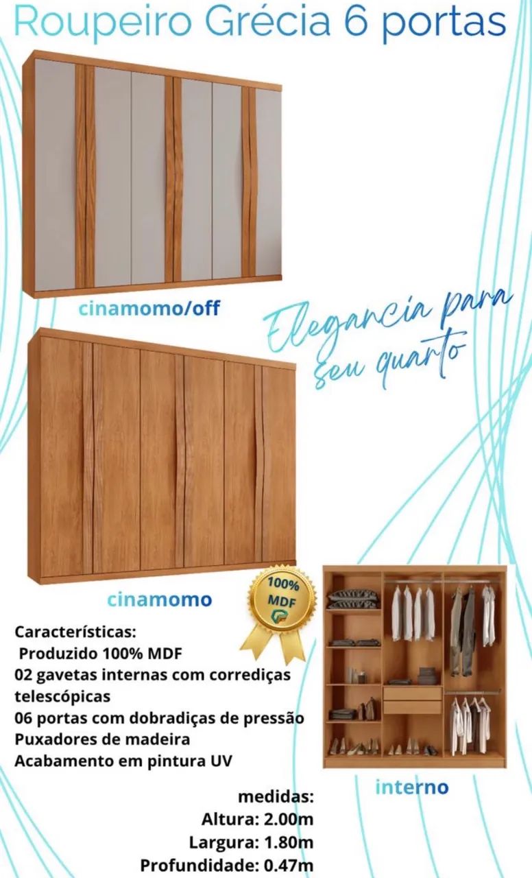 Guarda-roupa solteiro 100% MDF 12x sem juros  - Foto 3