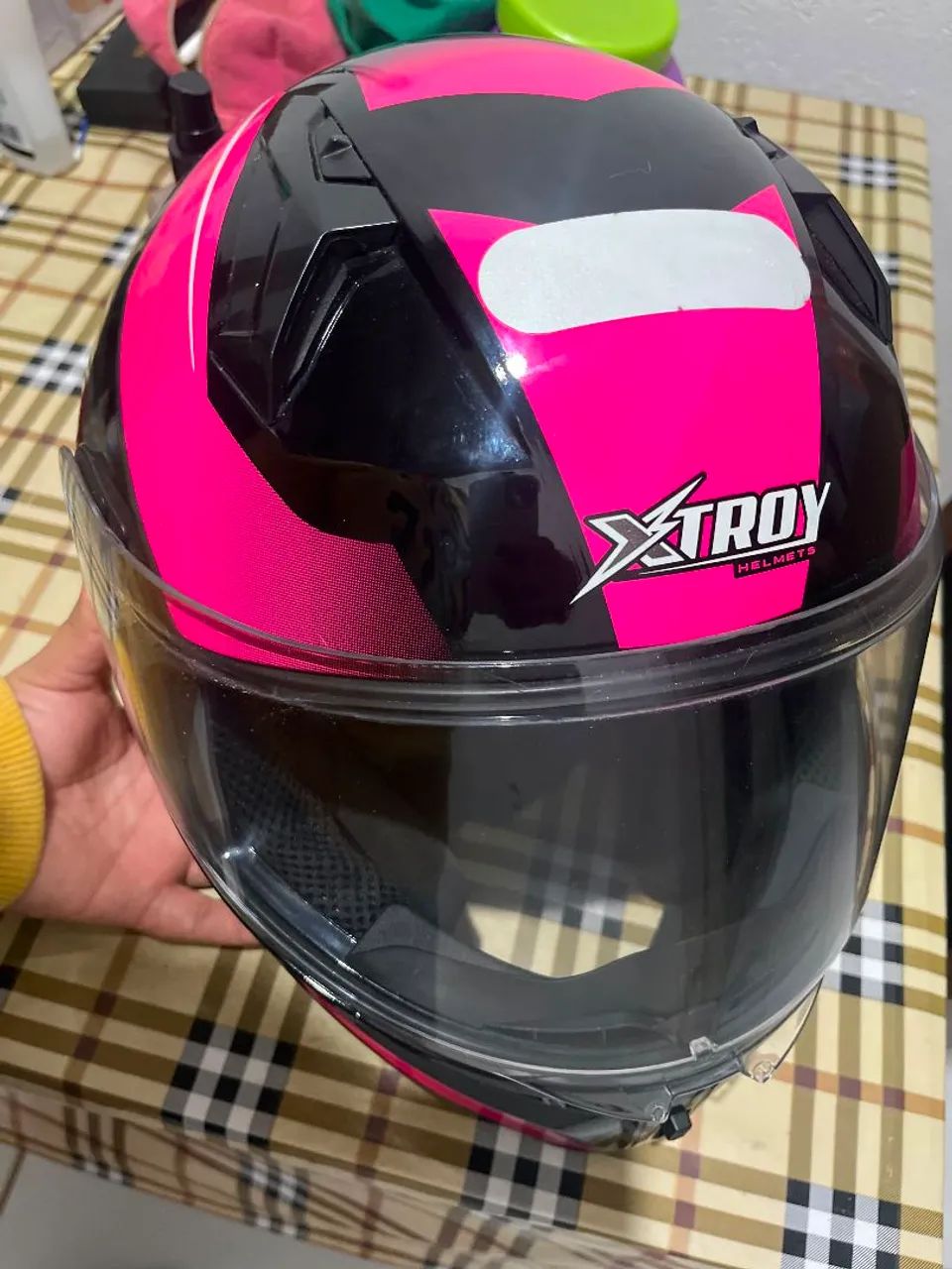 Capacete XTROY Rosa e Preto - Tamanho 60/S - Foto 3