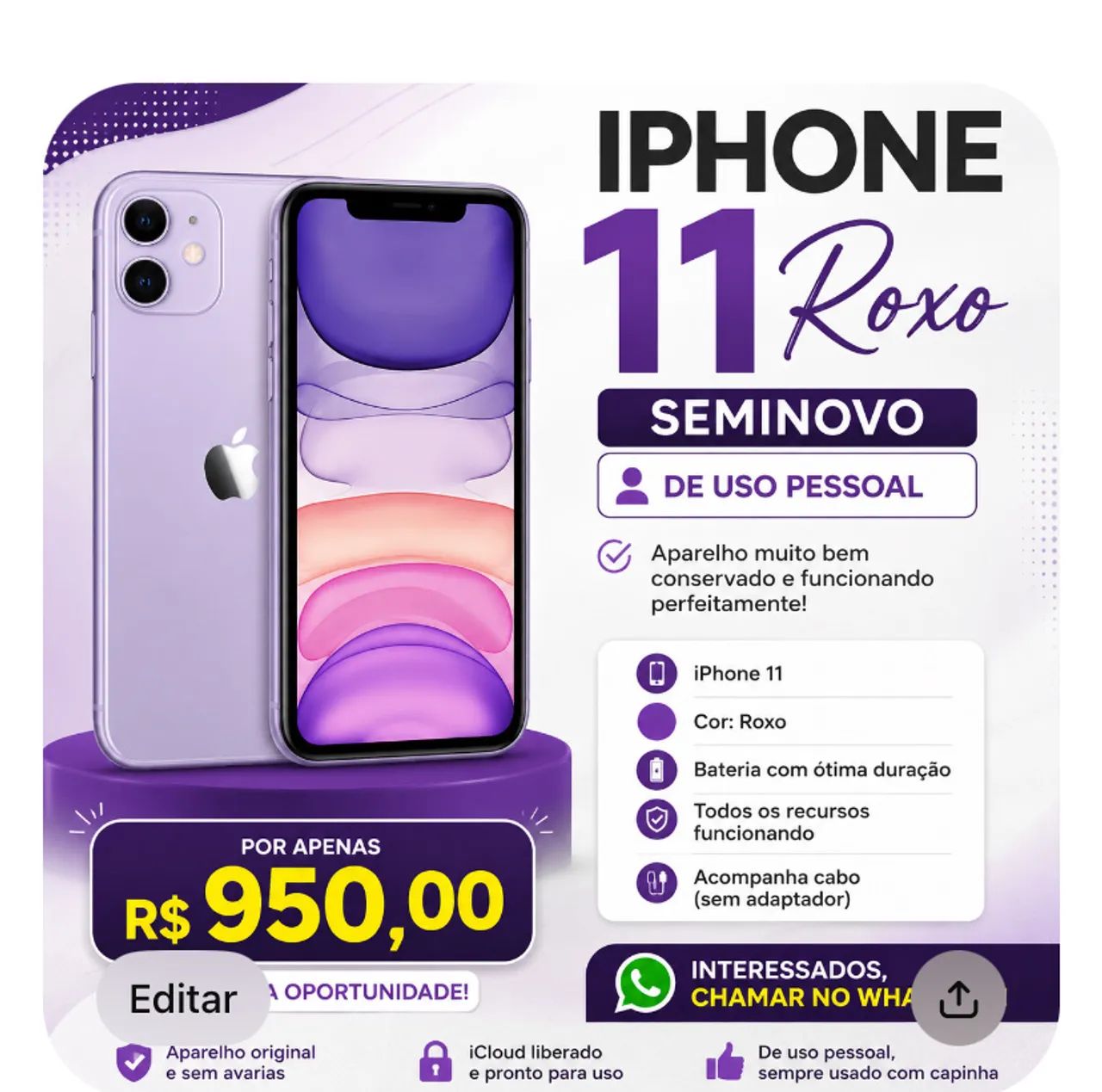 iPhone 11 roxo 