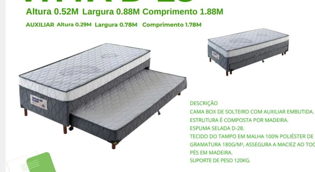 Cama box solteiro com auxiliar embutida D28 vitta - Foto 3