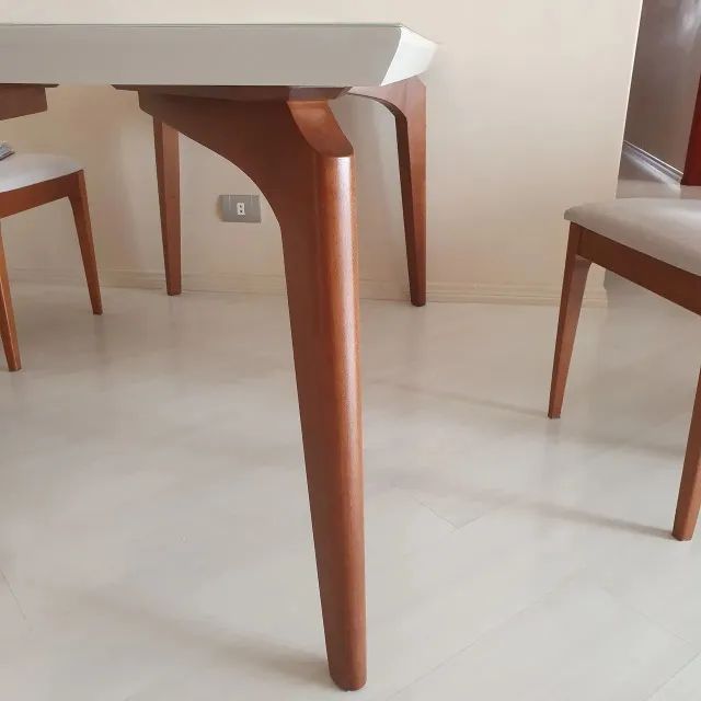Mesa de jantar de madeira retangular com tampo de vidro Dunelli 160x90cm - Foto 3