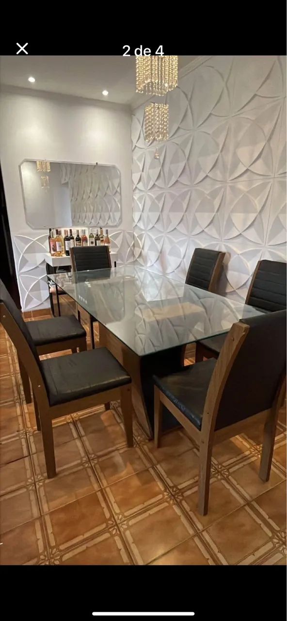 Mesa com 6 cadeira em couro  - Foto 3