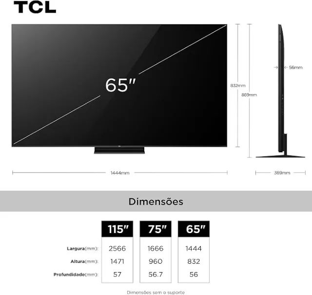 Smart TV TCL 65 Polegadas QLED Mini LED 4K C7K WiFi Bluetooth Google TV 4 HDMI 144Hz HDR10 - Foto 3