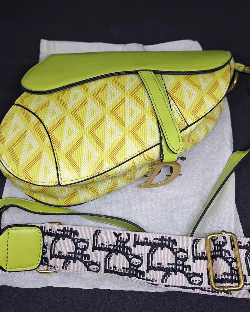 Bolsa Saddle Dior Inspired - Cinza CD verde lima (Nova) - Foto 2