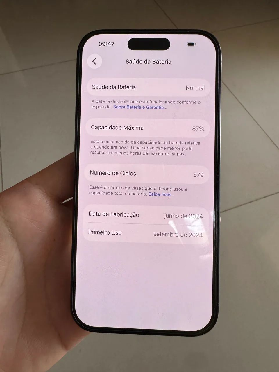 iphone 15 pro 128gb saúde bateria 87% preto - Foto 2