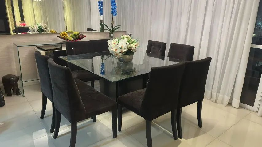 mesa de jantar quadrada 8 lugares