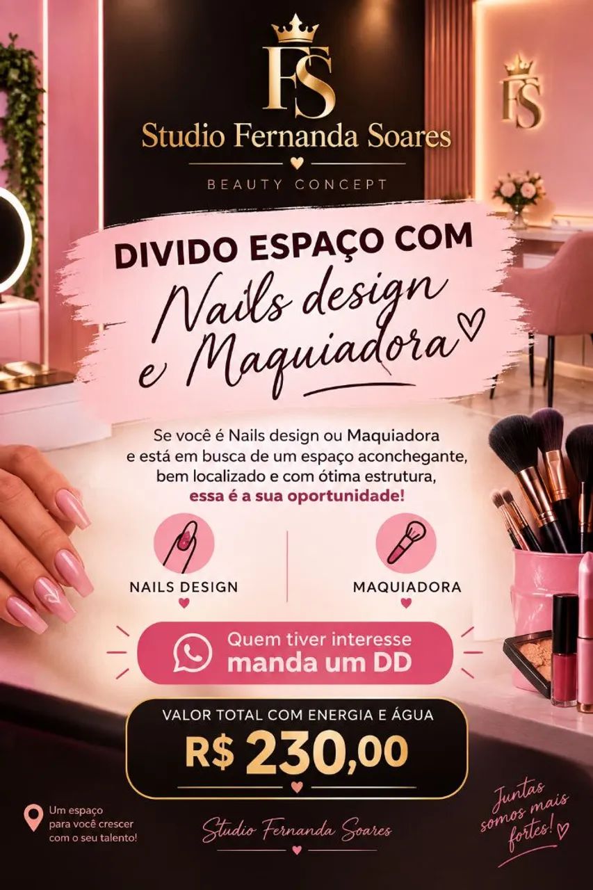 Divido studio para nails ou maquiadora 