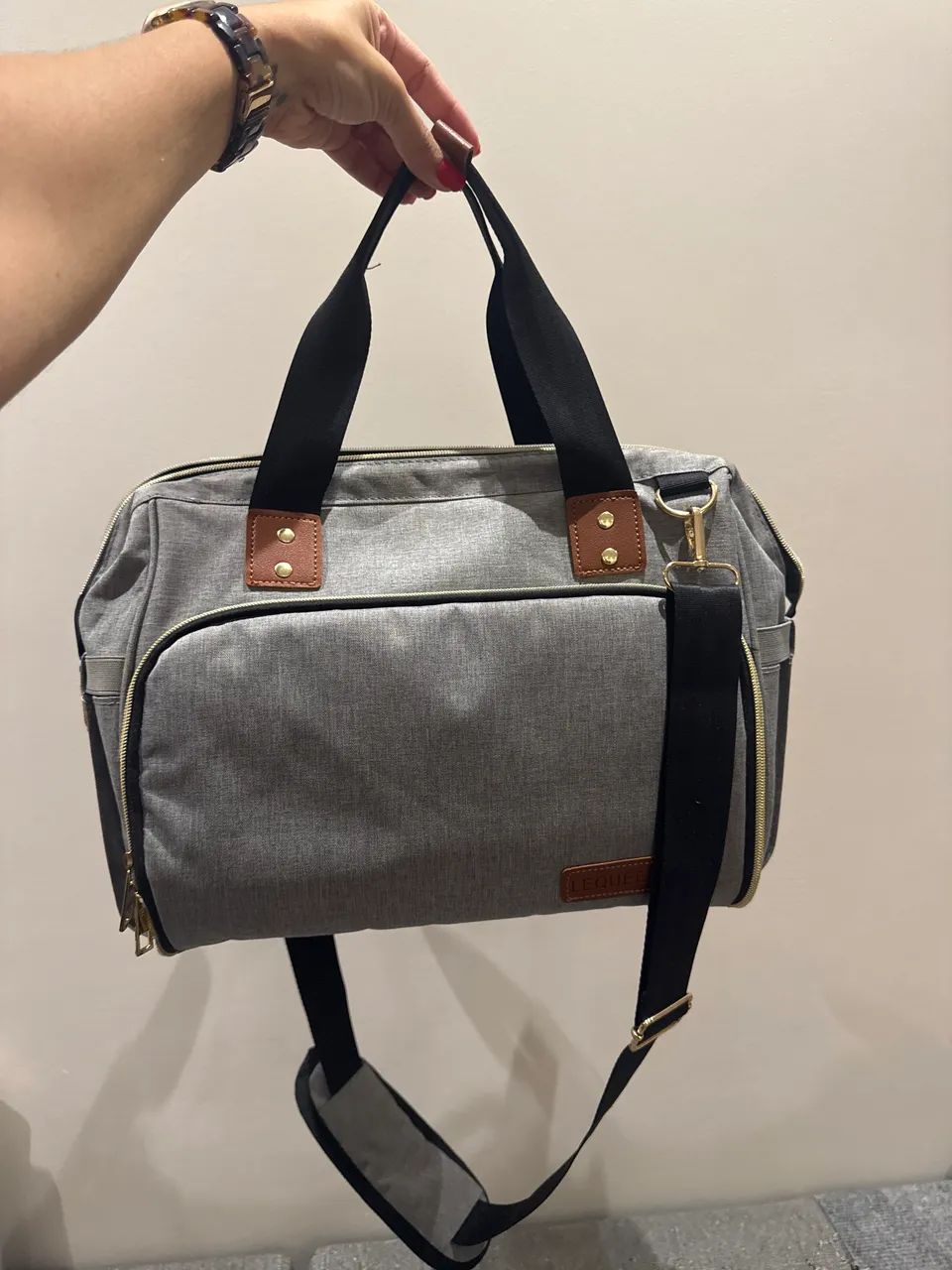 Bolsa Maternidade Transversal Lequeen Cinza 