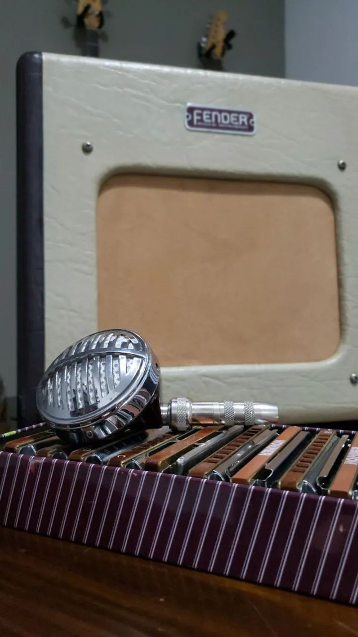microfone harmonica gaita astatic biscuit e capsula CR vintage - Foto 5
