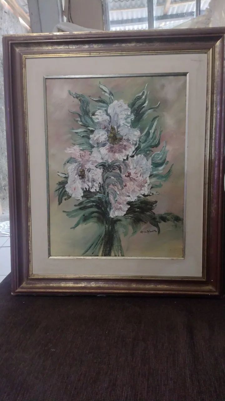 VENDO QUADRO ANTIGO PINTADO A MÃO, ASSINADO. - Foto 5