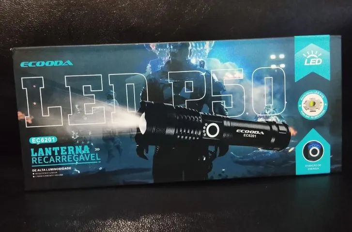 Lanterna Manual de Led recarregável P50 EC 6201