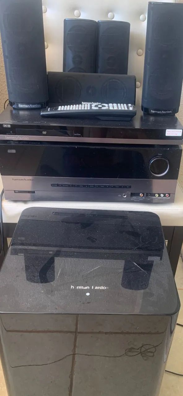RECEIVER HARMAN KARDON COM DVD + CAIXA E SUBWOOFER - Foto 2