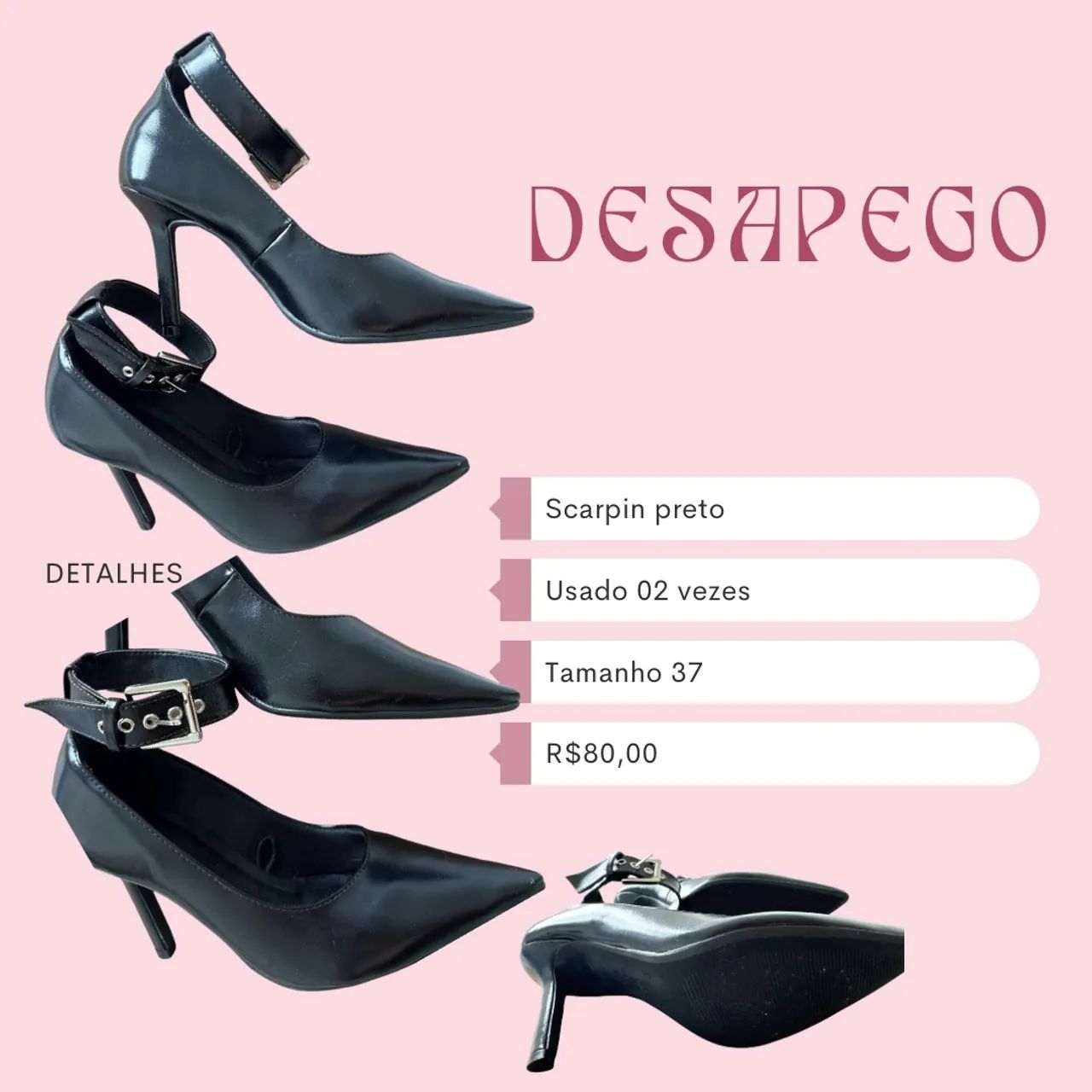 Scarpin preto em couro PU