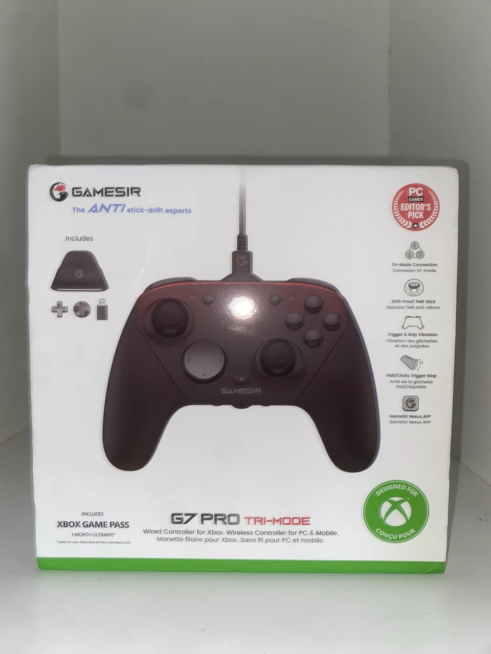 Controle GameSir G7 Pro Tri-Mode TMR Branco Xbox PC Com Base