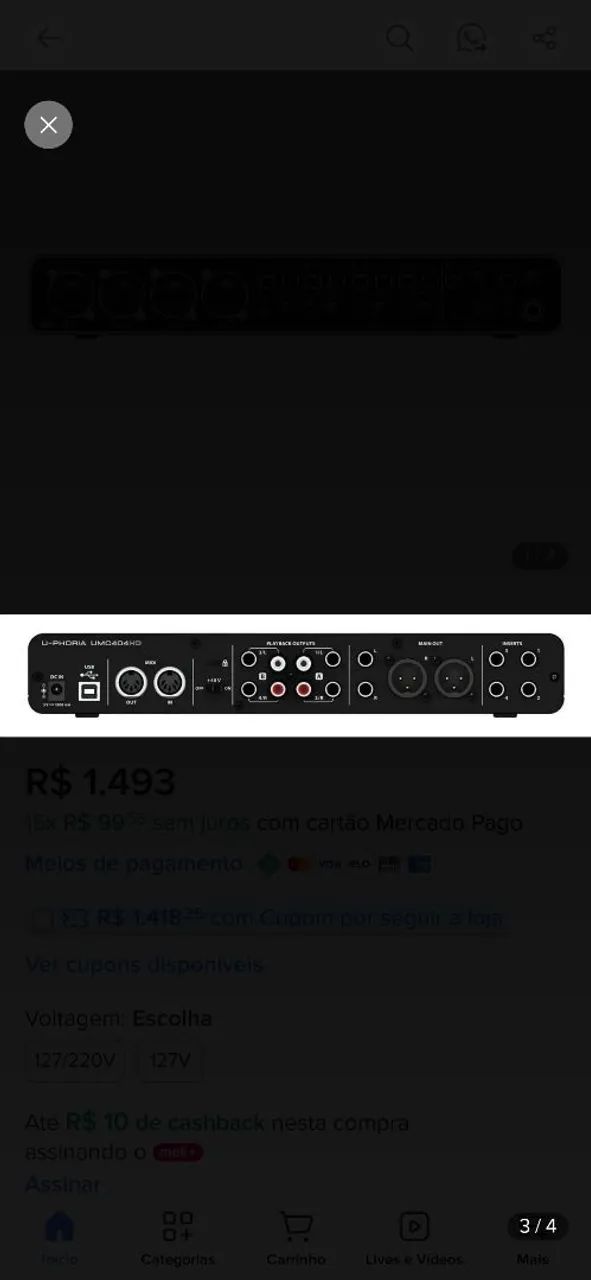 Behringer interface de 4 canais - Foto 2