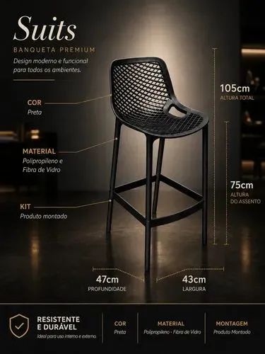 Banquetas SUITS para Cozinha, Bar e Bancadas - Foto 5