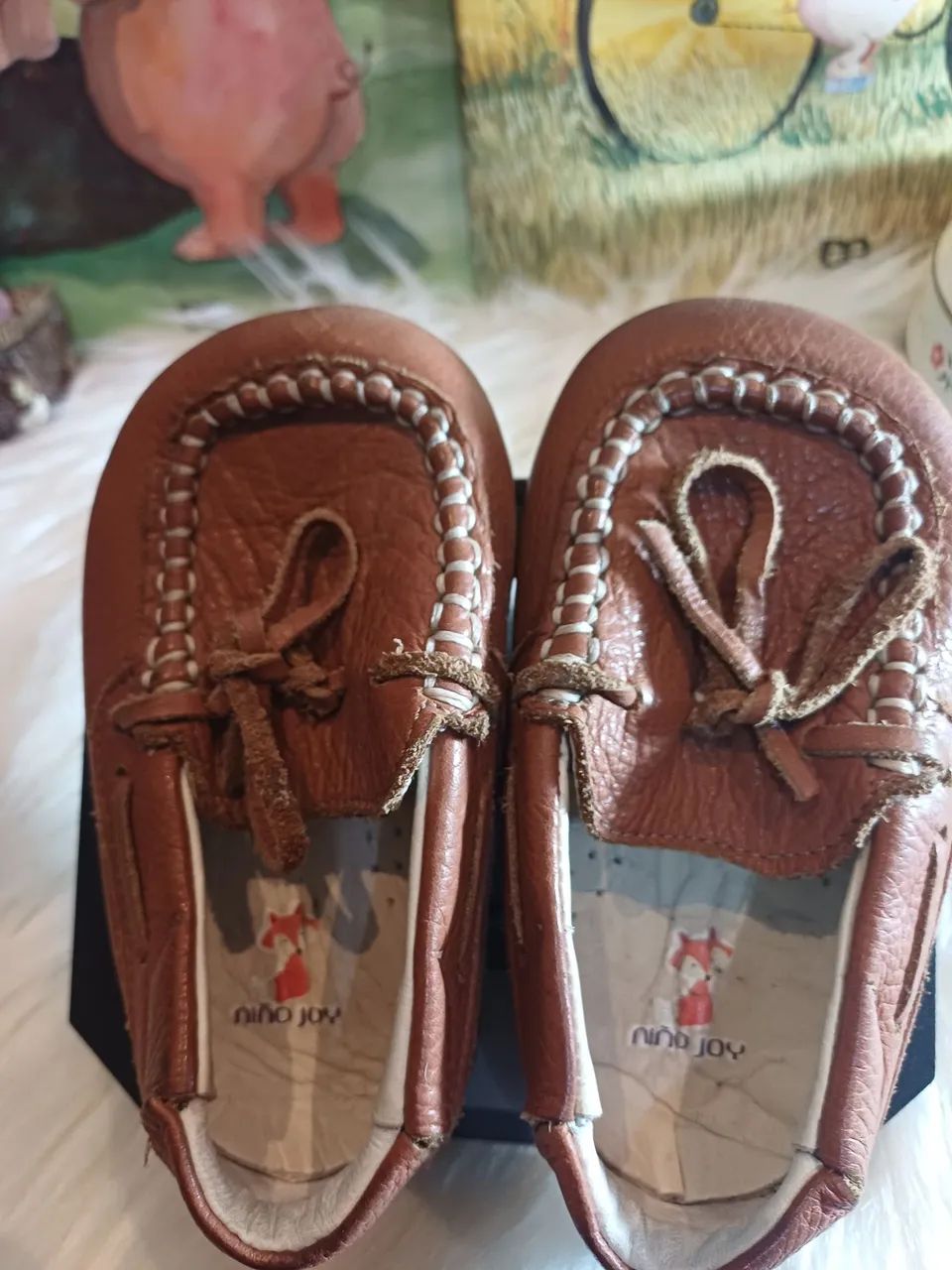 Mocassim de bebê em couro legítimo Nino Joy, marrom bem conservado.  - Foto 3