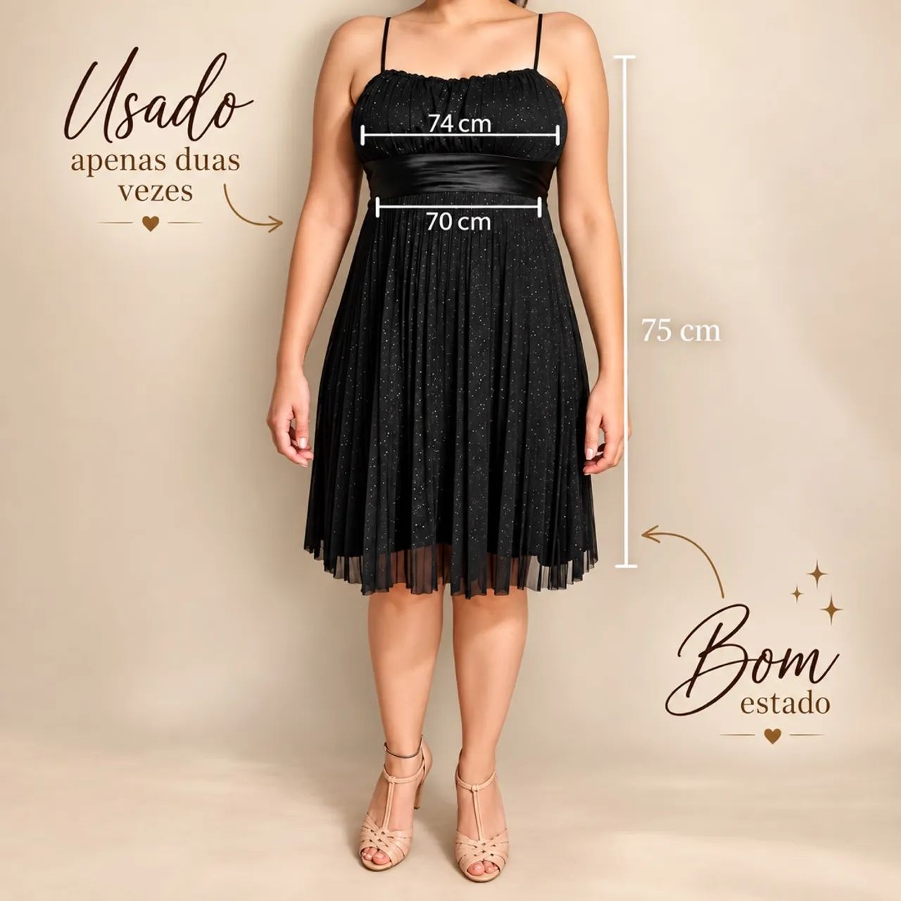 Vestido Preto Mid com Brilho - Foto 2