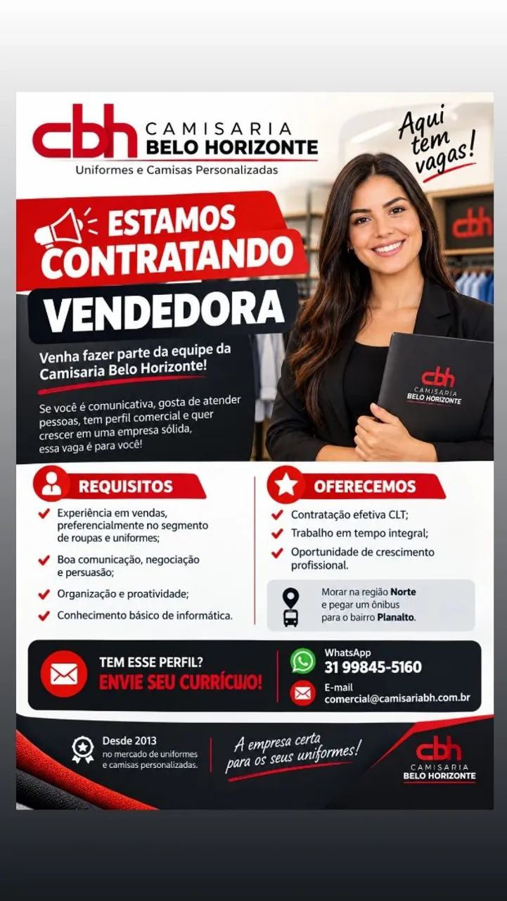 Vaga de vendedor (a)