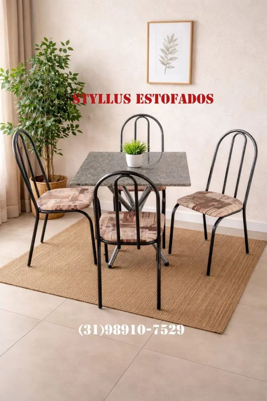 Mesa tubular com 4 cadeiras 