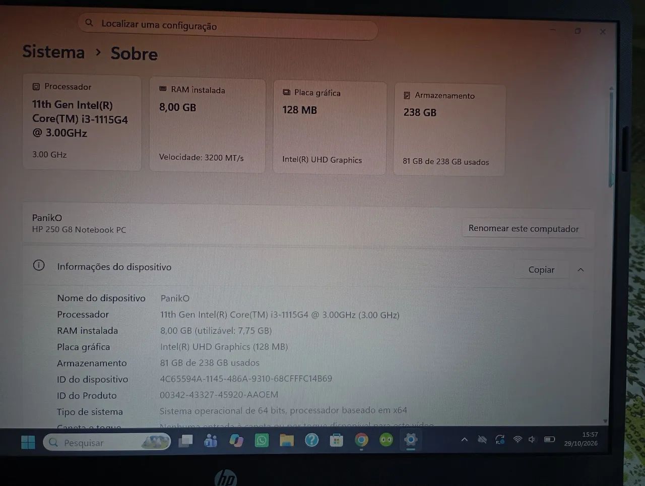 Notebook Hp Intel core i3 8GB - Foto 2