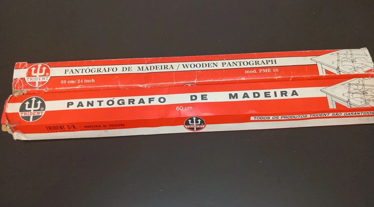 Antigo pantógrafo de madeira Trident 60cm lê á descrição  - Foto 4