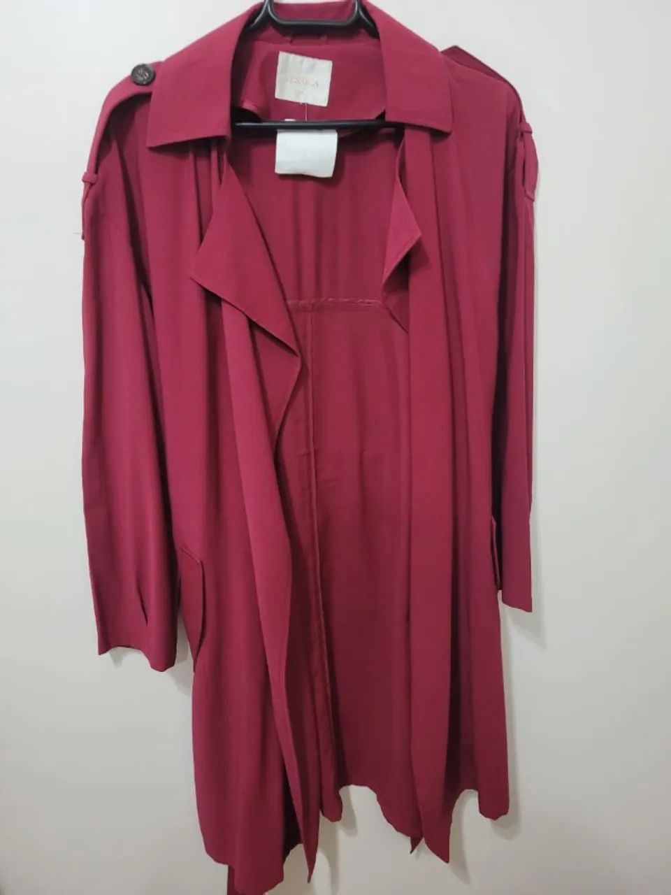 Casaco trench alongado - cor vinho/bordo - Foto 3